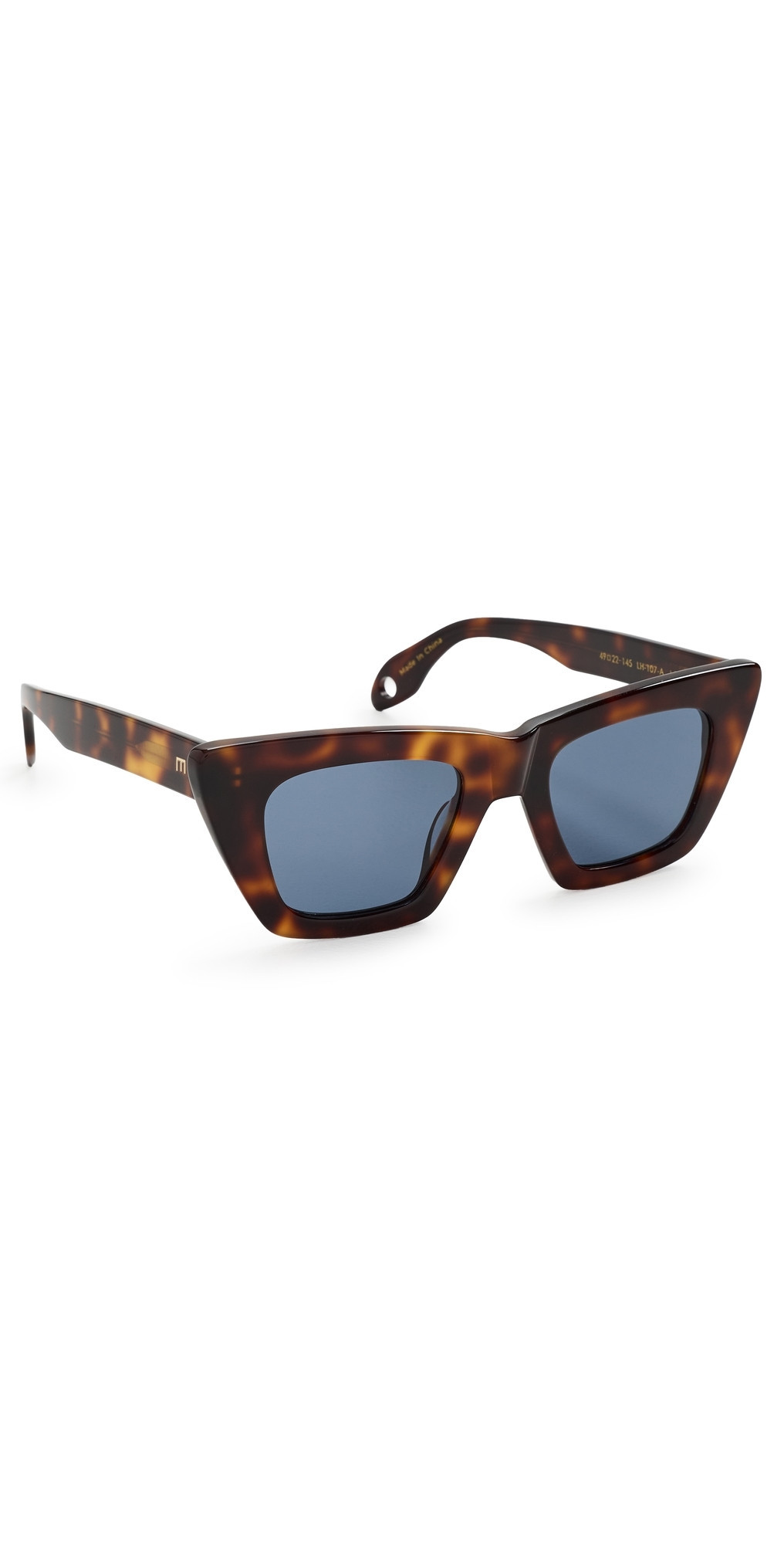 Elisa Johnson Lori Sunglasses Brown Tortoise Dark Blue Lens One Size | Shopbop