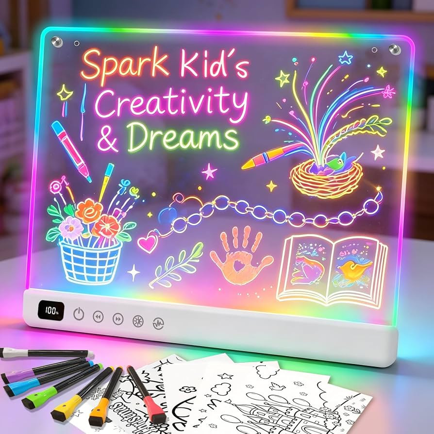 Led Drawing Board with 13 Light Effects, 16" Rechargeable Glow Doodle LED Note Board with Colors,... | Amazon (US)