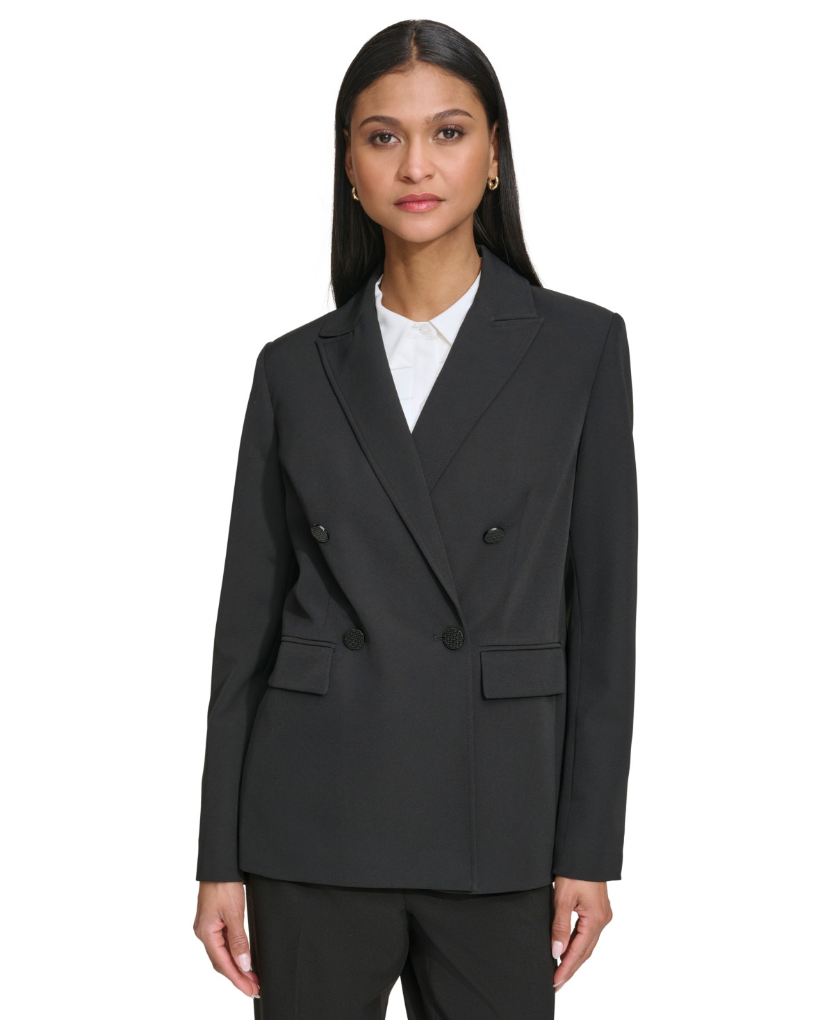 Karl Lagerfeld Women's Double-Breasted Blazer - Black | Macy's
