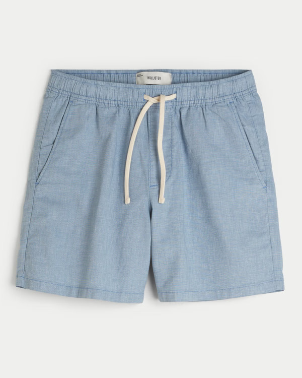 Men's Mid-Thigh Linen-Blend Pull-On Shorts | Men's Bottoms | HollisterCo.com | Hollister (US)