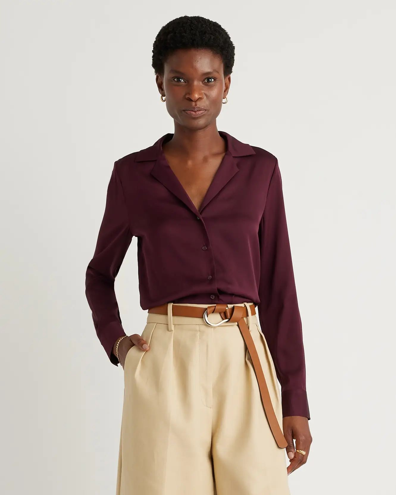 Washable Stretch Silk Notch Collar Blouse | Quince