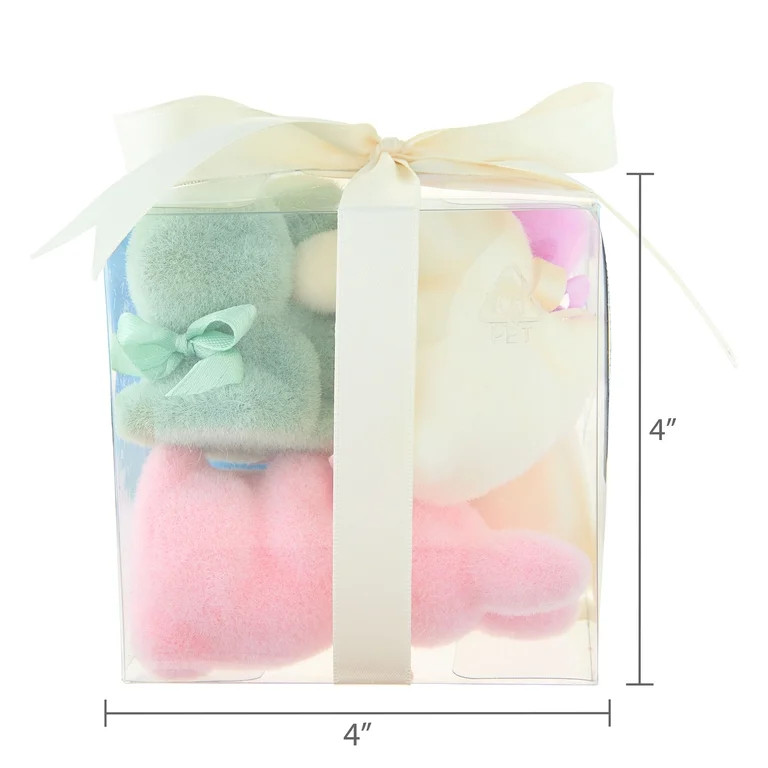 Mini Flocked Bunny Tabletop Decoration, Multicolor, 4", 6 Count, Easter by Way To Celebrate | Walmart (US)