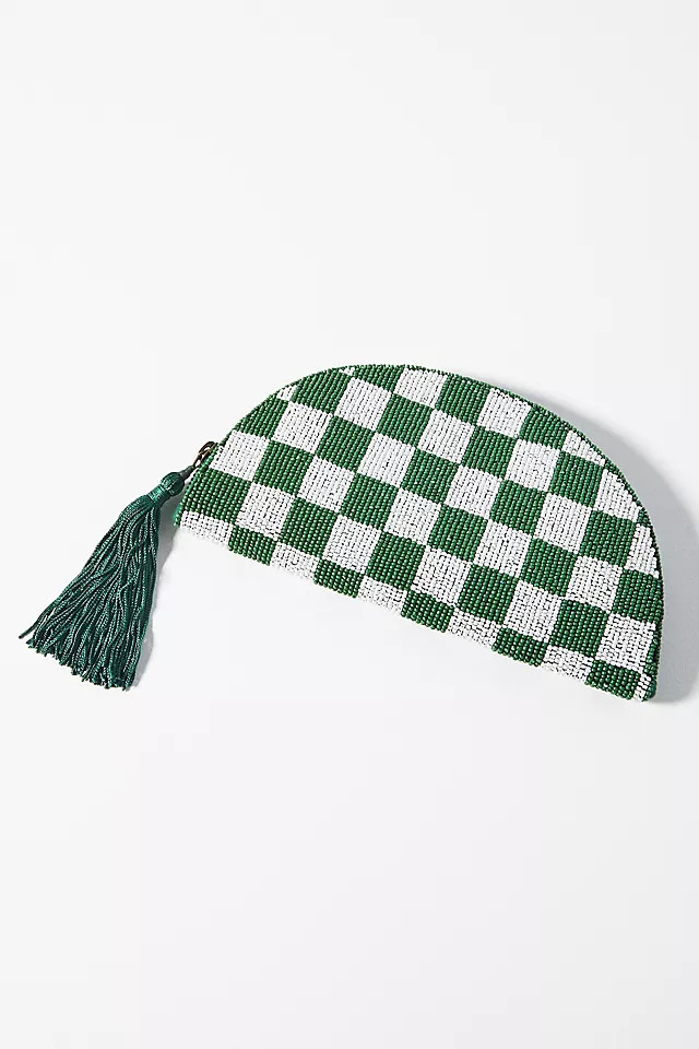 Beaded Checkered Half-Moon Clutch | Anthropologie (US)