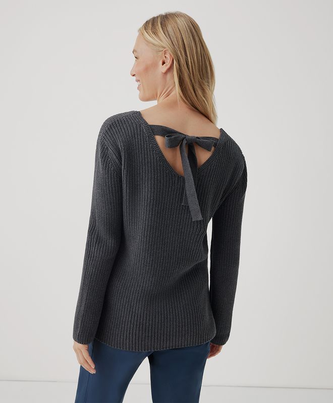 fisherman knit tie-back sweater | Pact Apparel