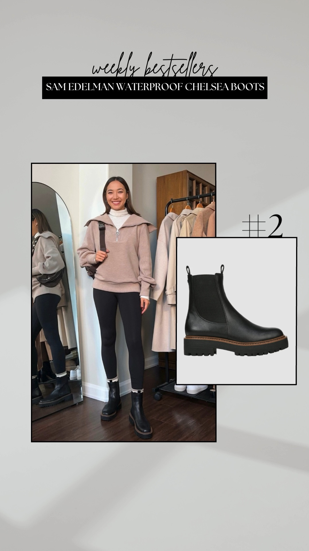 #2 bestseller - Sam Edelman waterproof lug sole Chelsea boots 

• my go-to boots for fall + winter 
• have a narrow opening + are tall so it may be best suited for thinner ankles 

#LTKSeasonal #LTKShoeCrush