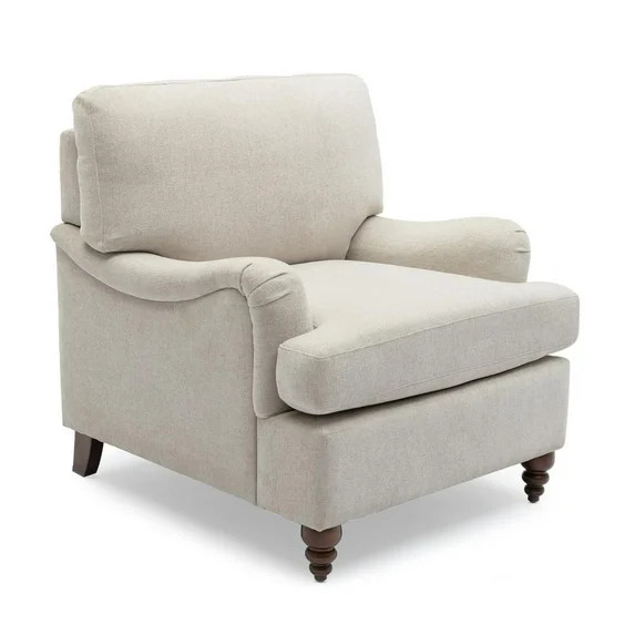 Clarendon Sea Oat Beige Polyester Fabric Upholstered Transitional Arm Chair | Walmart (US)