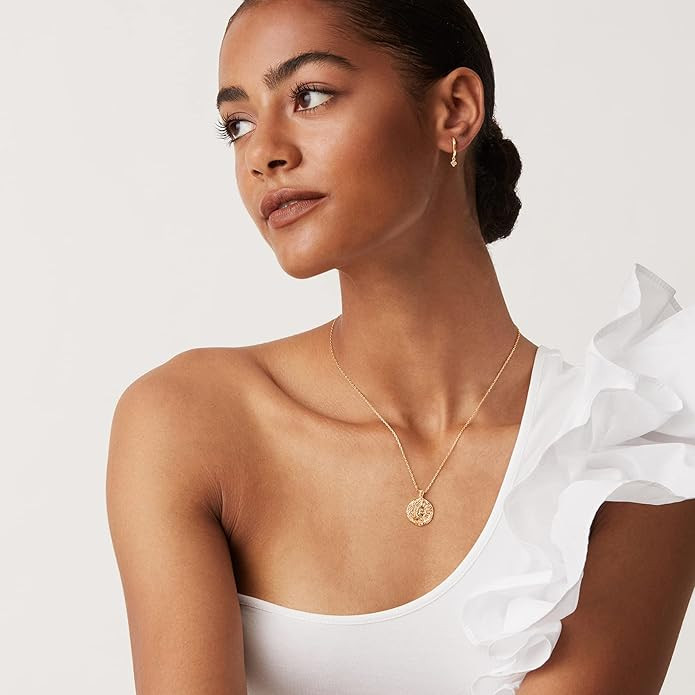 PAVOI 14K Gold Plated Engraved Coin Pendant Necklaces for Women | Byzantine Coin Pendants | Bohem... | Amazon (US)