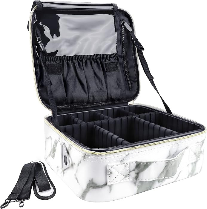 Travel Makeup Bag,Professional Cosmetic Bags for Women,Portable Makeup Brush Bag Organizer Storag... | Amazon (US)
