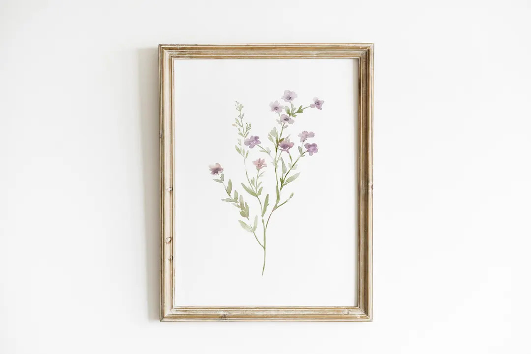 Vintage Soft Purple Nursery Sage Green Botanical Print Girl Nursery Floral Decor Cottagecore Nurs... | Etsy (US)