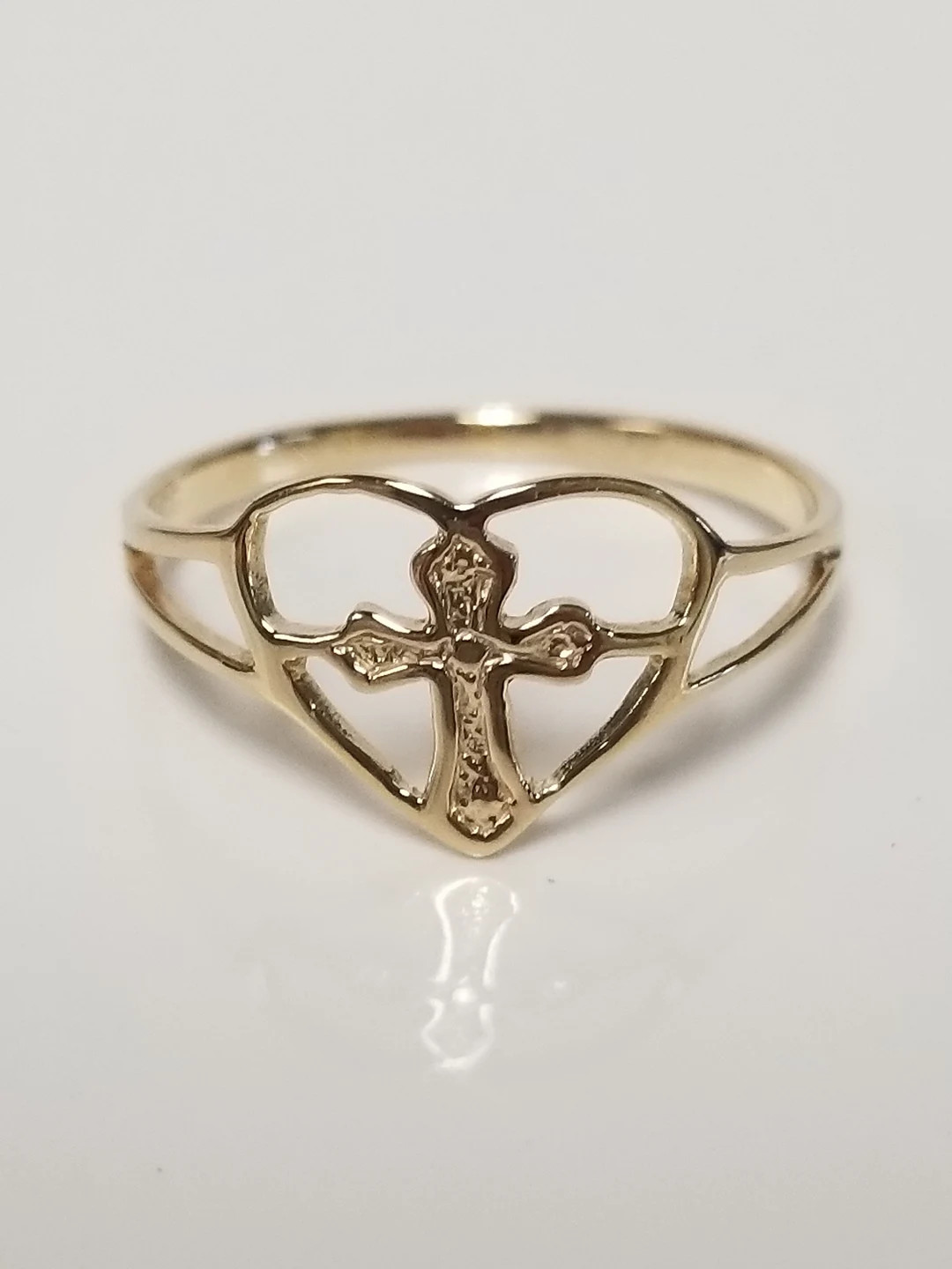 Bague victorienne en filigrane avec coeur et croix en or jaune 10 carats, taille 5,75 G596 - Etsy... | Etsy (FR)