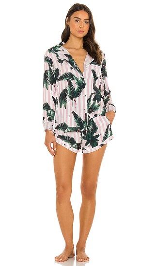 X REVOLVE Long Sleeve Top and Short Pajama Set in Pink | Revolve Clothing (Global)