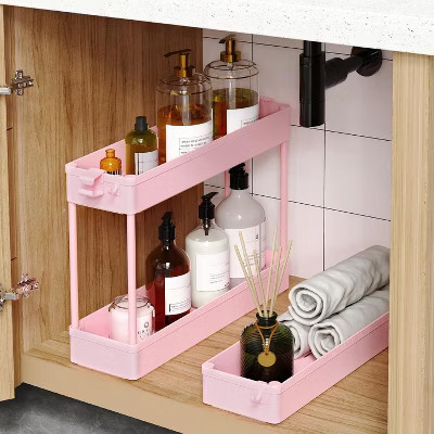 Tree City Pink 3-Tier Slim Rolling Storage Cart - Multi-Functional Mobile Organizer for Bathroom, Kitchen | Target