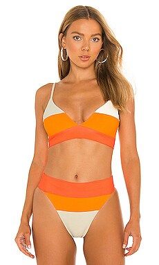 BEACH RIOT X REVOLVE Riza Bikini Top in Sunrise Color Block from Revolve.com | Revolve Clothing (Global)