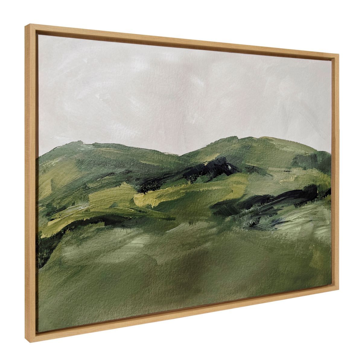28" x 38" Sylvie Green Mountain Landscape Framed Canvas by Amy Lighthall Natural - Kate & Laurel ... | Target