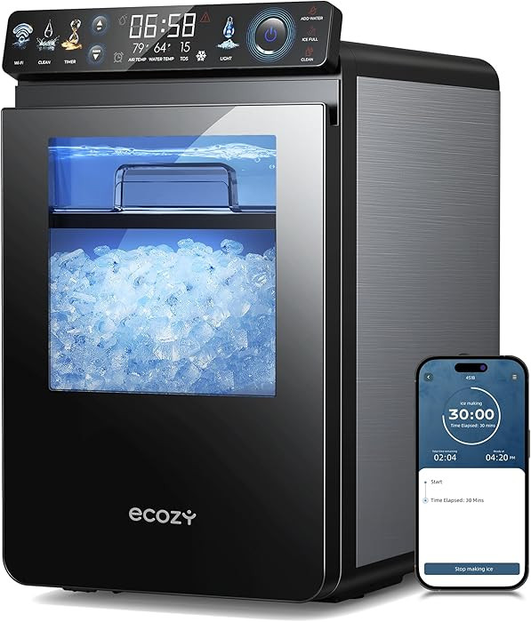 ecozy Nugget Ice Maker Countertop, Smart Pebble Ice Machine with APP Control, 44 lbs Per Day Soft... | Amazon (US)