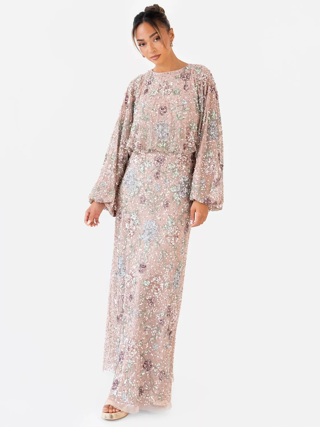 Maya Deluxe Embellished Blouson Maxi Dress, Multi | John Lewis (UK)
