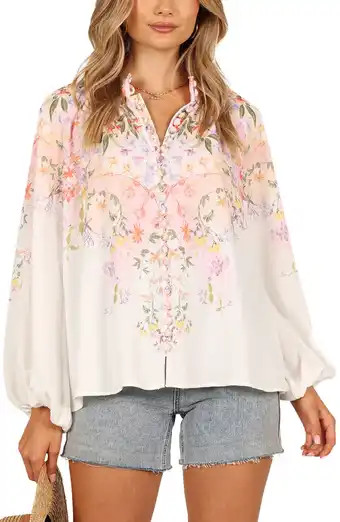 Floral Print Ruffle Cuff Shirt | Nordstrom