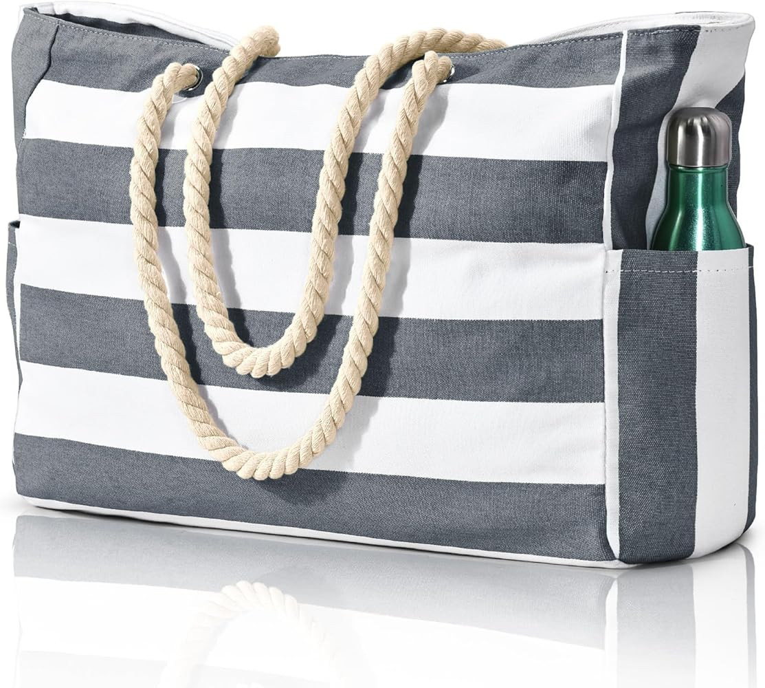 Beach Bags for Women, Large Waterproof Beach Tote Bag with Zipper Beach Vacation Bag Amazon Vacation | Amazon (US)