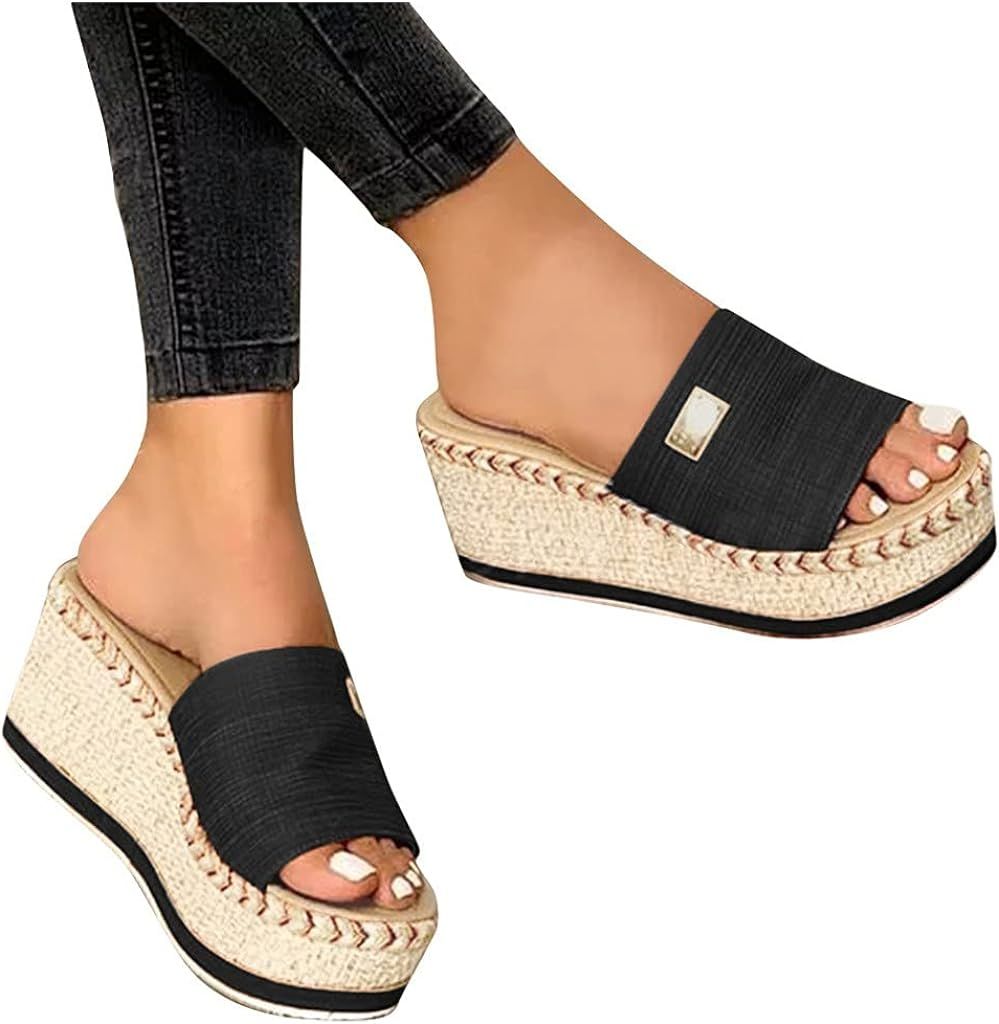 Platform Sandals Women Womens Sandals Wedges Sandals Platform Casual Summer High Heels Open Toe E... | Amazon (US)