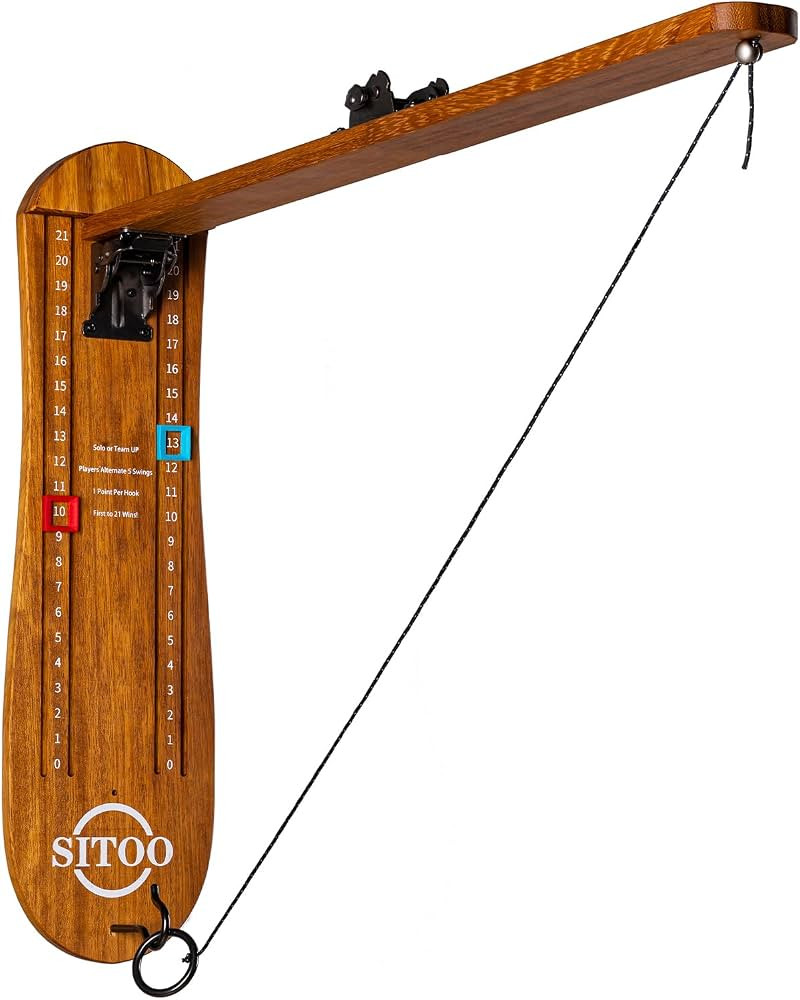 Ring Toss Game for Adults, Outdoors Games, Wall Mounted Hook and Ring Game with Foldable Arm | Amazon (US)