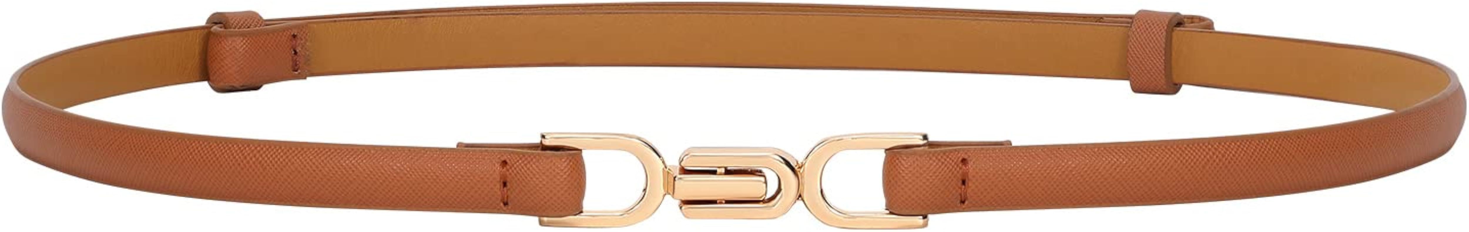 VONMELLI Women's Leather Skinny Belt for Dress Adjustable Thin Waist Belt for Ladies | Amazon (US)