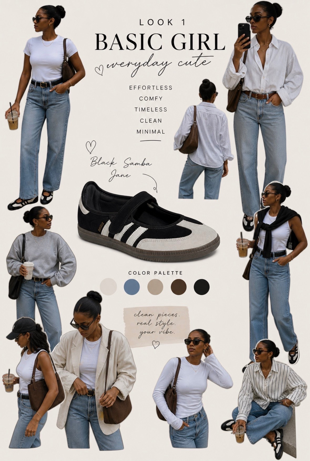 LOOK 1 🤍 BASIC GIRL EVERYDAY CUTE

Effortless outfits will always be the vibe. Lately I’ve been loving clean basics styled with ballet sneaker flats because they instantly make casual outfits feel more elevated while still being comfortable.

This look is built around:
• relaxed straight leg denim  
• classic white basics  
• oversized button downs  
• neutral layers  
• black Adidas-inspired ballet sneaker flats  

The perfect mix of sporty + feminine + minimal.

If you love timeless everyday style, comfy chic outfits, capsule wardrobe basics, and easy outfit formulas you can repeat on rotation… this trend is SO good.

Linked all my favorite ballet sneaker flats, everyday basics, denim, and neutral outfit pieces on my LTK ✨

#EverydayStyle #BalletSneakers #CasualChic #EffortlessStyle #MinimalStyle #CapsuleWardrobe #LTKStyle
