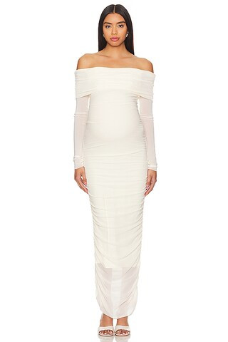 Off The Shoulder Mesh Dress in White | Revolve Clothing (Global)