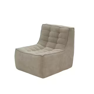 J&E Home 35.83 in. W Armless Linen Polyester Modular Reclining Sofa in. Khaki JE-SF131KH-1 - The ... | The Home Depot
