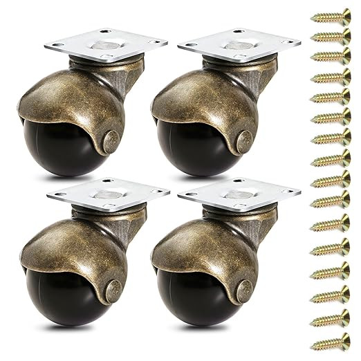 2 Inch Ball Caster Wheels, Vintage Wheels for Furniture, Antiqure Brass Swivel Casters Set of 4 f... | Amazon (US)