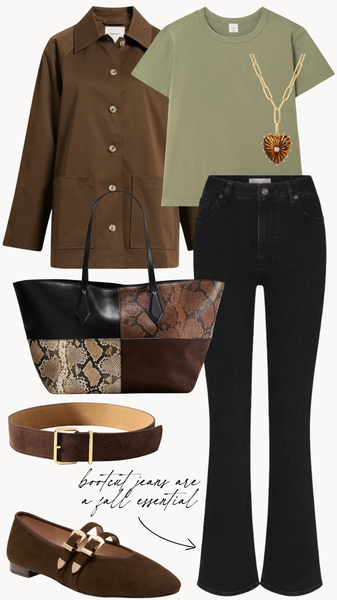 Weekly Wardrobe: Everyday chic in this unexpected palette! Bootcut jeans are a fall essential.

Casual fall outfit, chore jacket outfit, bootcut jeans outfit, fall t-shirt, casual fall style, fall weekend outfit, brown fall jacket, black bootcut jeans

#LTKSeasonal #LTKStyleTip