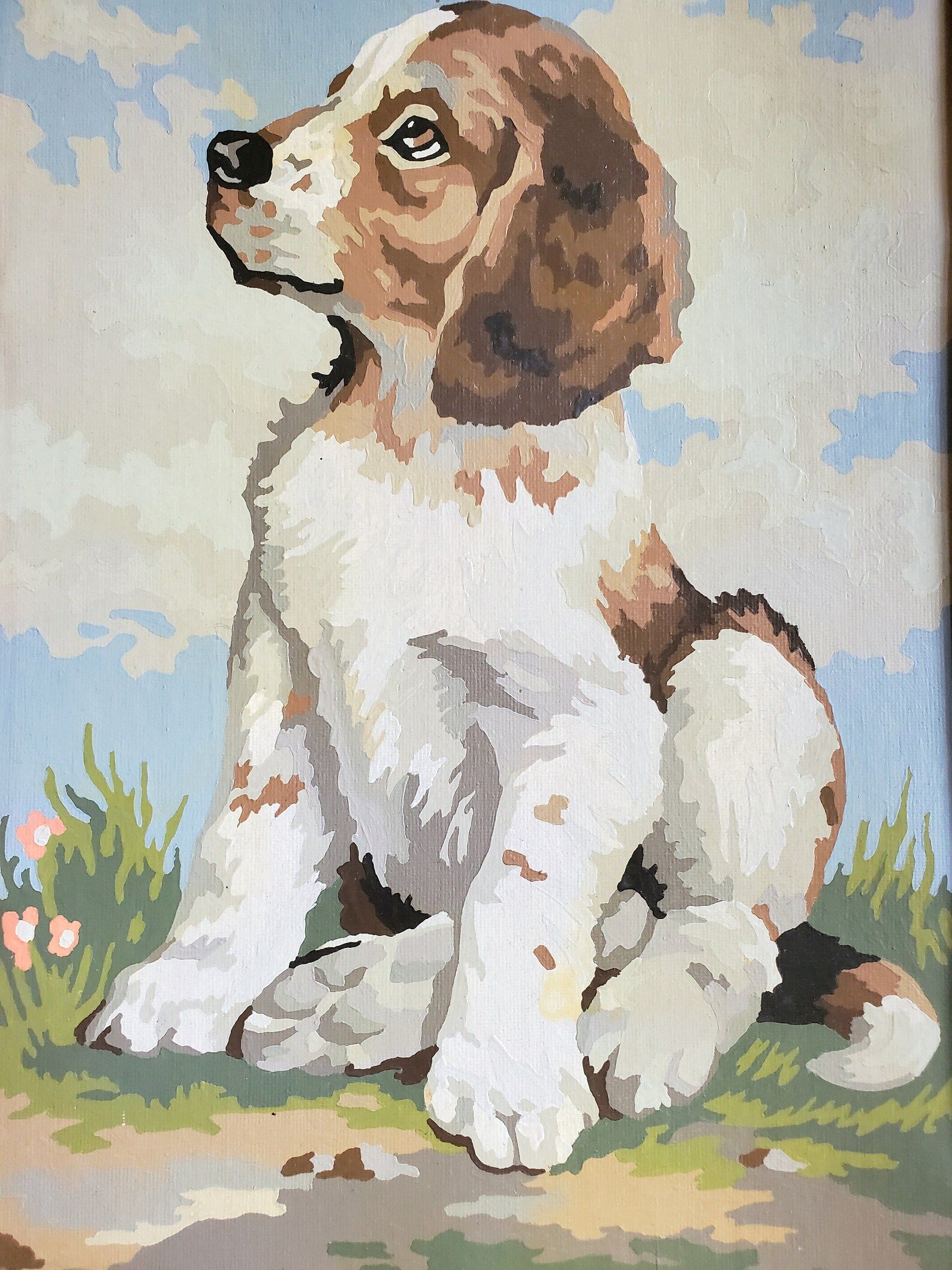 Pair of Vintage Paint by Numbers Puppies Cocker Spaniel & Collie Shepard Dog Beautiful Blue Skies... | Etsy (US)