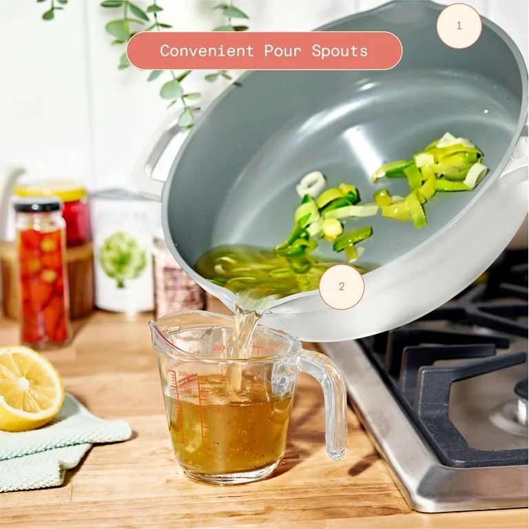 Beautiful All-in-One 4 QT Hero Pan with Steam Insert, 3 pc Set, White Icing by Drew Barrymore | Walmart (US)