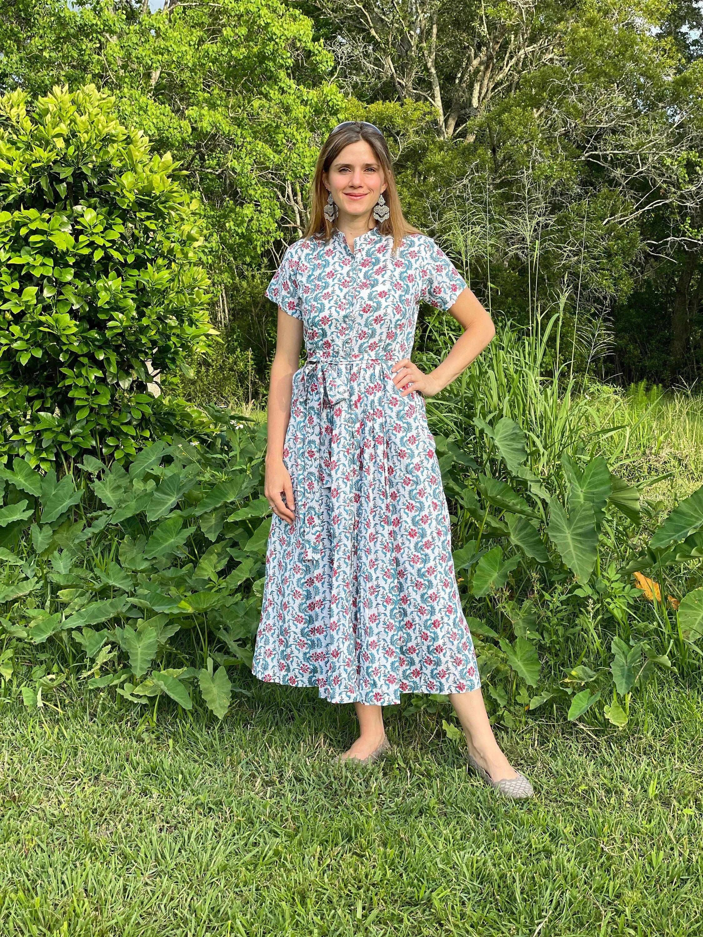 Red, Blue And White Floral Block Print Dress / Cotton Summer Dress / Bohemian Vintage Maxi Dress ... | Etsy (US)