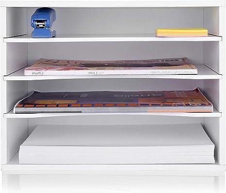 eMerit Wood Desktop Organizer Paper Storage Letter Tray File Sorter with Adjustable Shelves for H... | Amazon (US)