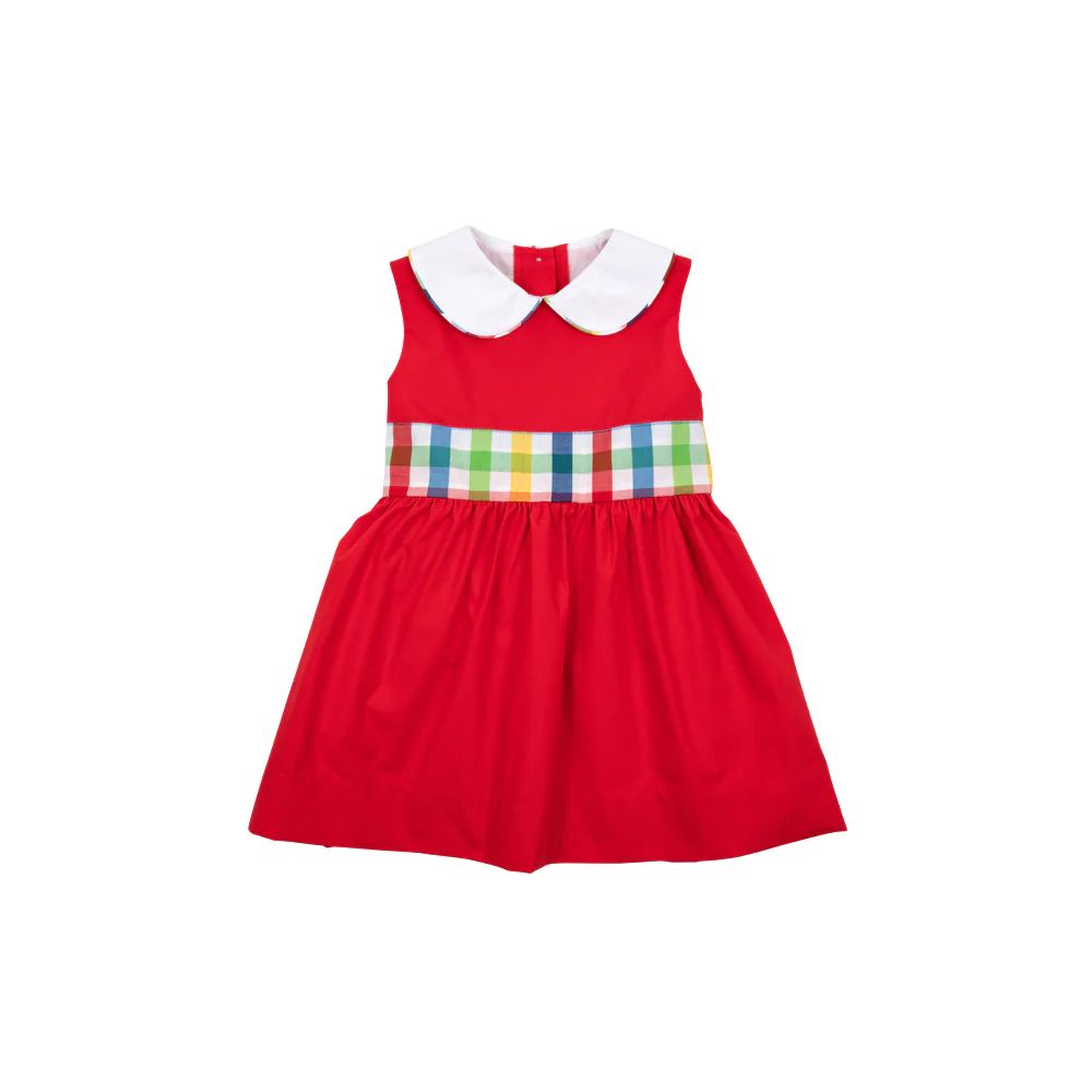 Sleeveless Cindy Lou Sash Dress - Richmond Red with Chalkboard Check | The Beaufort Bonnet Company