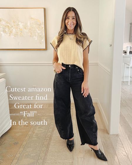 Cute amazon $26 sweater find. Lettuce Edge trim.   Comes in several colors where size small. Horseshoe jeans dupe find from
Amazon. Affordable fall outfit idea. Amazon fall fashion 
Amazon outfit 
Amazon sweaters 
Amazon fashion 

#LTKstyletip #LTKxPrime #LTKfindsunder50