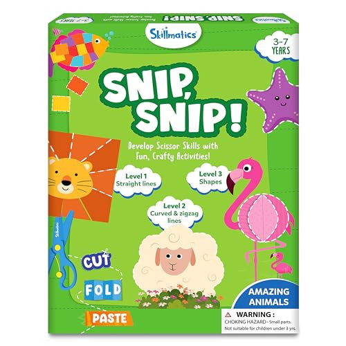Skillmatics Scissor Skills Activity Book - Snip Snip Animals, 25 Fun Cutting & Creative Activities for Preschoolers, 2 Child-Safe Scissors, Felt Craft Kit, Gifts for Kids Ages 3, 4, 5, 6, 7 | Amazon (US)