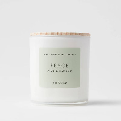 Wood Lidded Glass Wellness Peace Candle - Threshold™ | Target