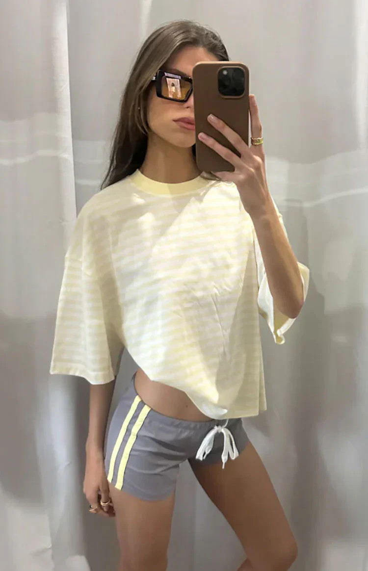Lioness Bloom Short Sleeve Top Lemontini Stripe | Beginning Boutique (US)