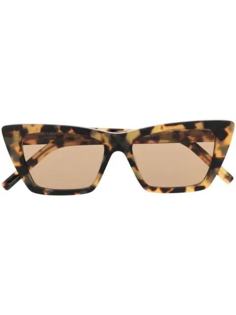 Saint Laurent Eyewear tortoiseshell-effect square-frame Sunglasses - Farfetch | Farfetch Global