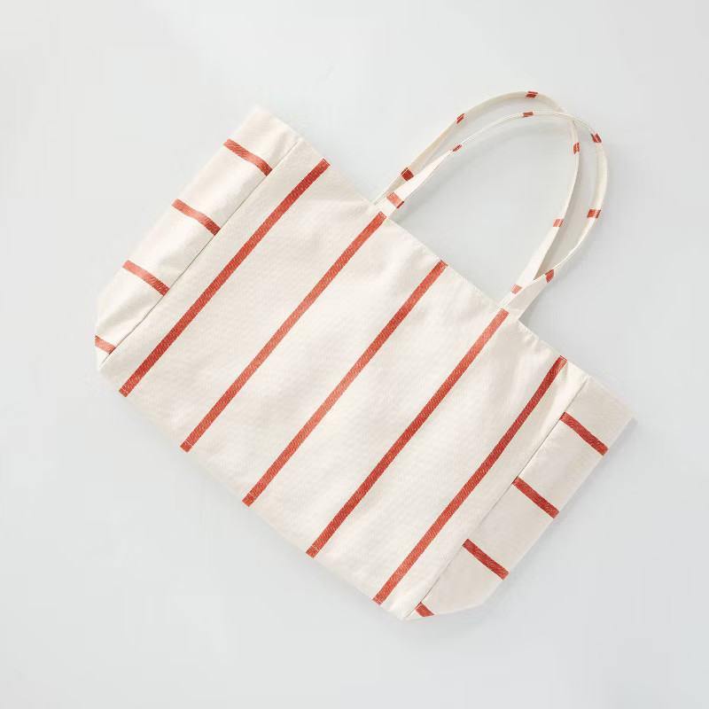 Striped Canvas Tote Bag Red/Natural - Hearth & Hand™ with Magnolia | Target