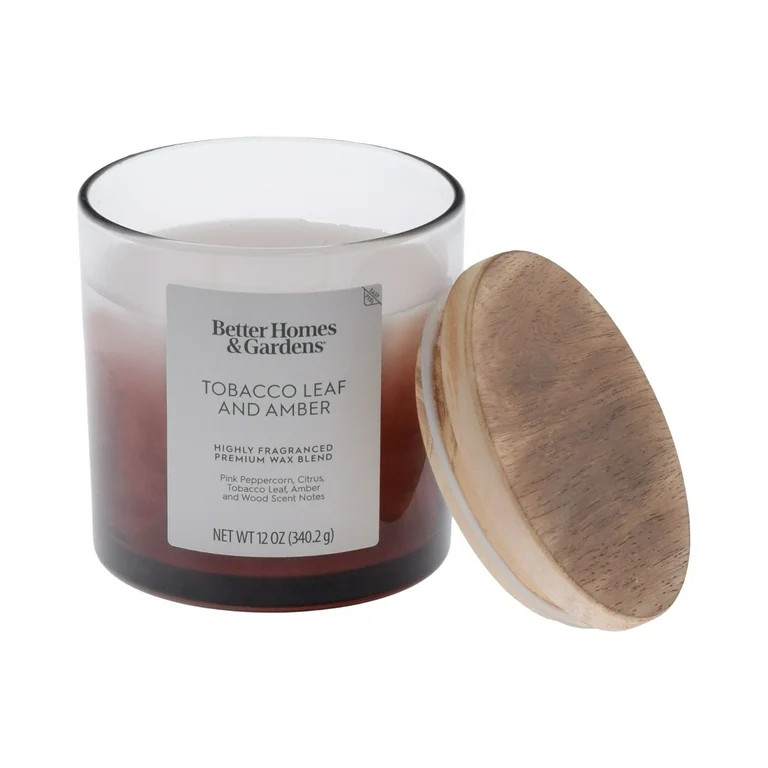 Better Homes and Gardens Tobacco Leaf and Amber Scented 2-Wick Ombre Jar Candle 12oz. | Walmart (US)