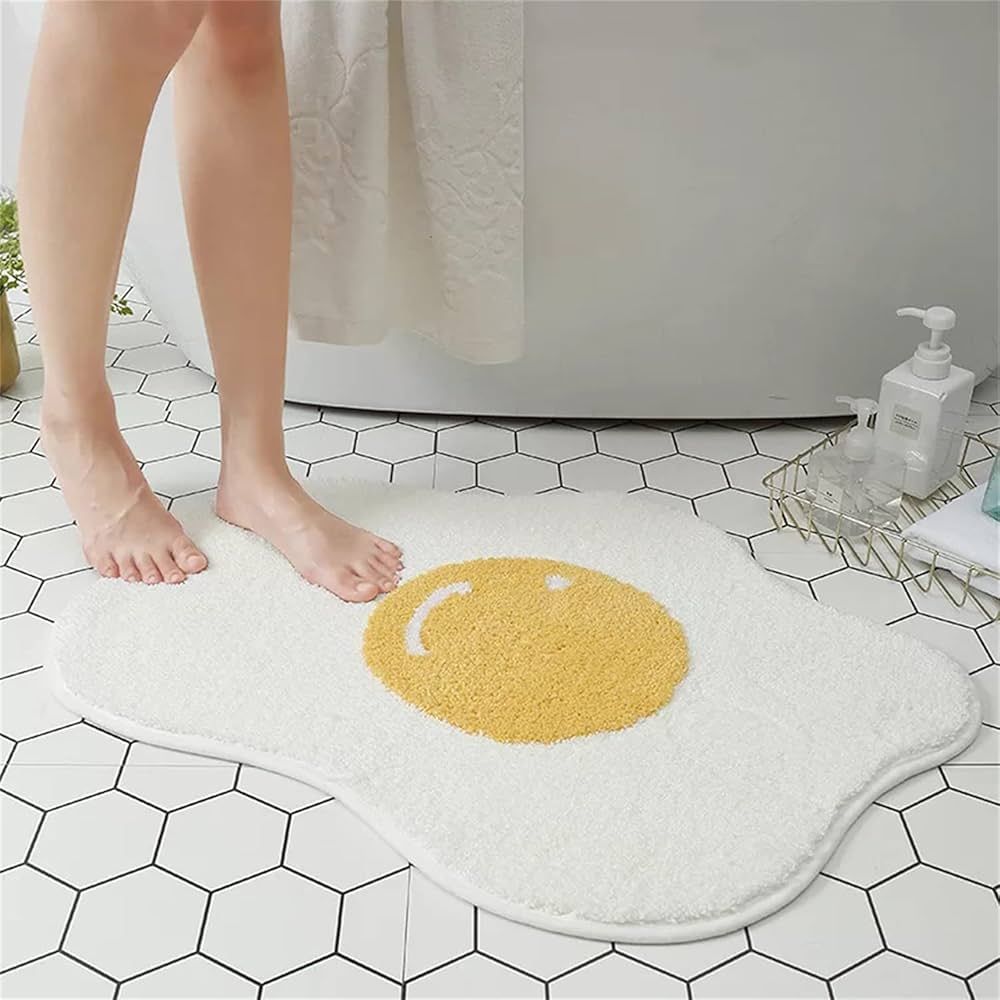 Bath Mat Cute Rug Non Slip for Bathroom, Absorbent, Extra Soft, Adorable Design, 18" x 26", Poach... | Amazon (US)
