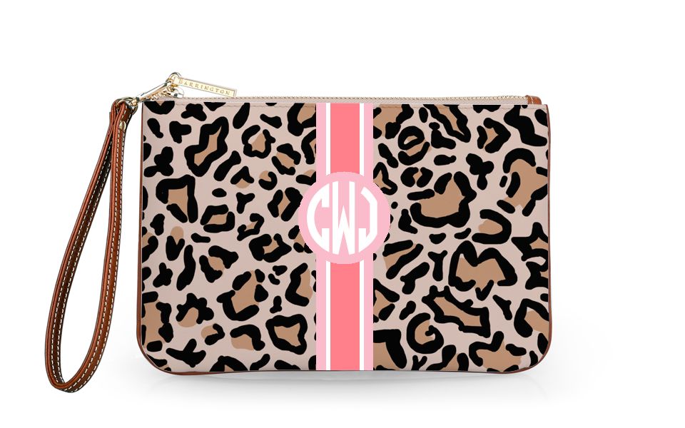 Everyday Essentials Pouch with Wristlet - Monogram Stripe | Barrington Gifts