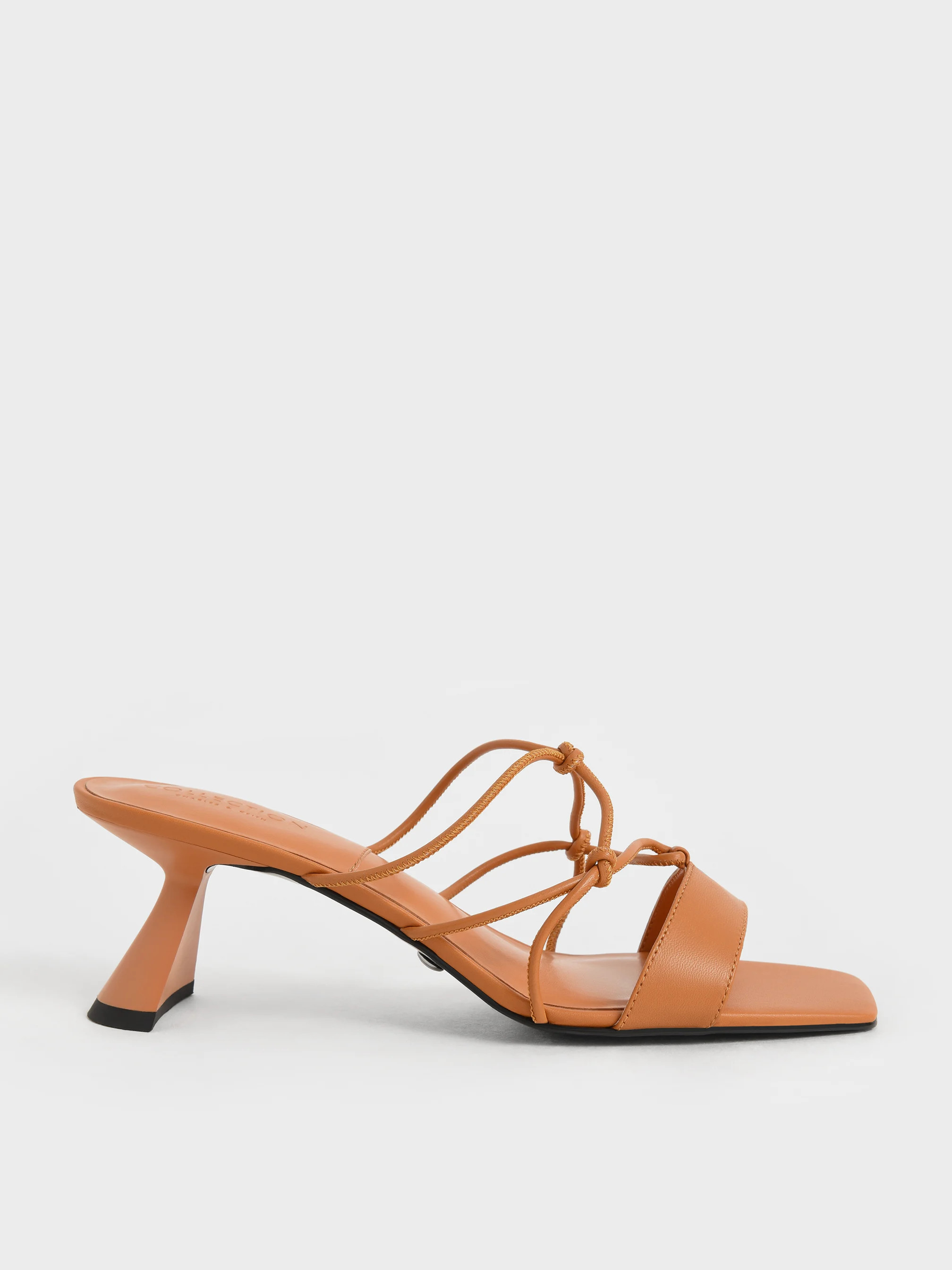 Strappy Leather Sculptural Heel Sandals | Charles & Keith US
