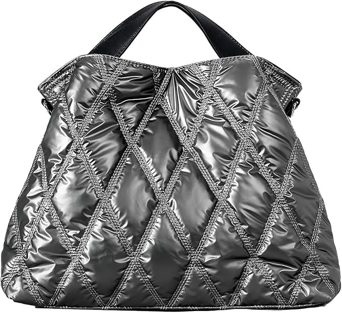 Quilted Tote Bag for Women, Soft Puffer Bag Lightweight Trendy Crossbody Bags Purse with Long Sho... | Amazon (US)