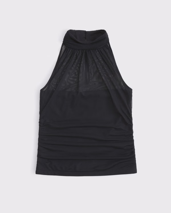 Women's Ruched Mesh Halter Top | Women's Tops | Abercrombie.com | Abercrombie & Fitch (US)