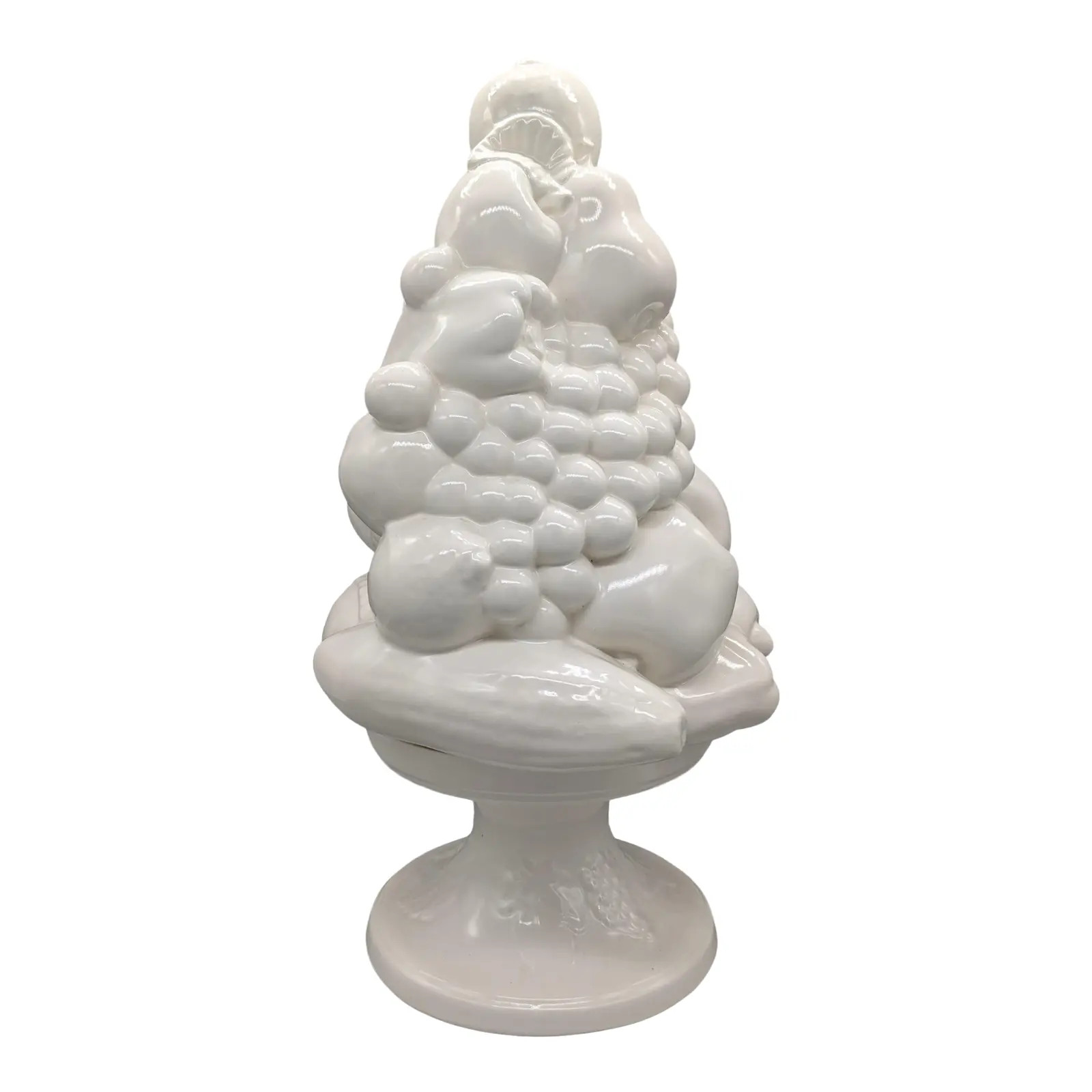 Large 1967 Vintage White Fruit Basket Topiary Centerpiece | Chairish