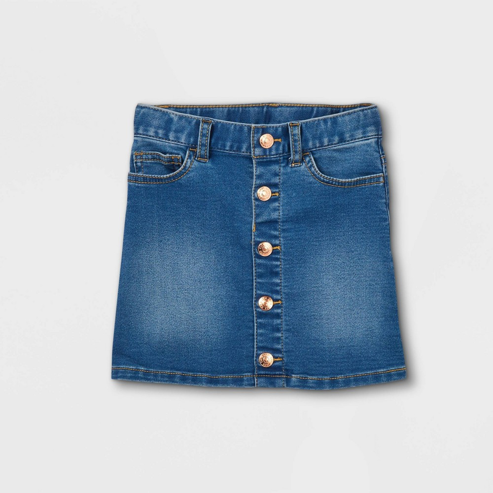 Toddler Girls' Button-Front Denim Skirt - Cat & Jack Medium Wash 5T, Blue | Target
