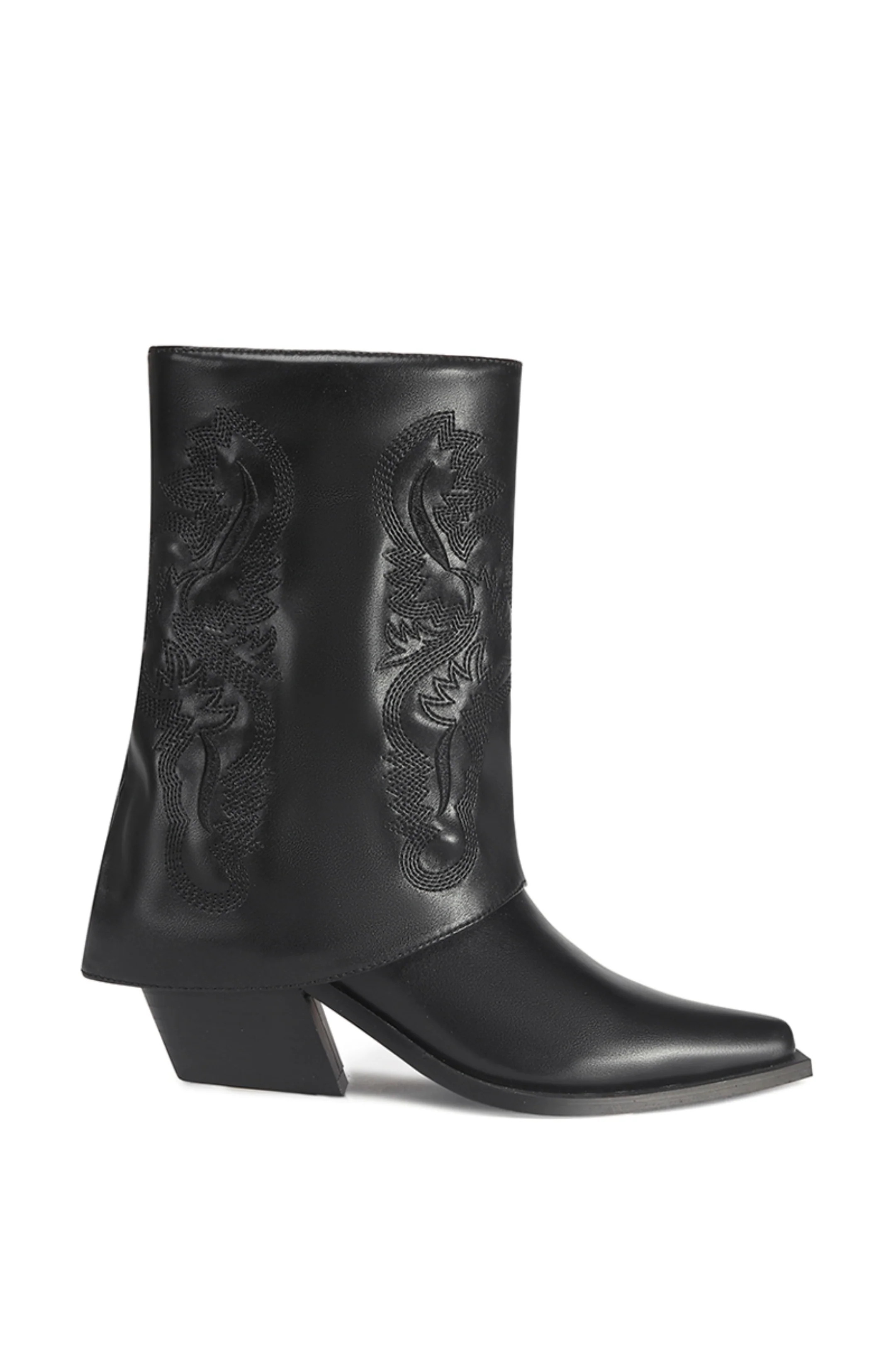 PORTABELLA-BLACK WESTERN BOOTIE | Azalea Wang